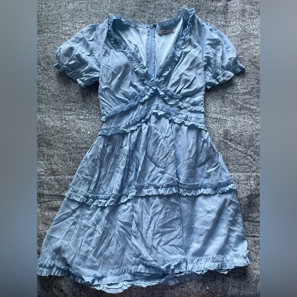 Mi Ami Francesca’s Blue Ruffle Mini Dress